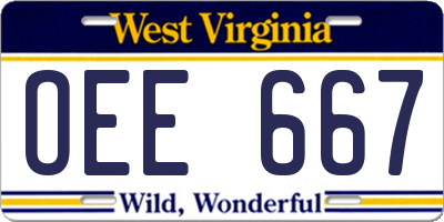 WV license plate OEE667