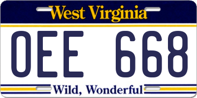 WV license plate OEE668