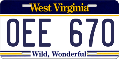 WV license plate OEE670