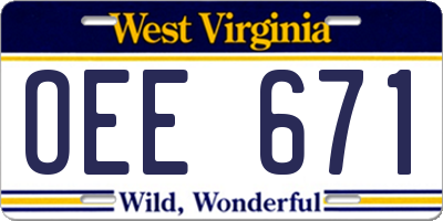 WV license plate OEE671