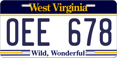 WV license plate OEE678
