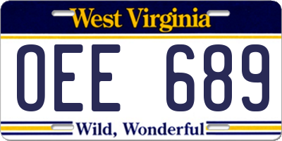 WV license plate OEE689