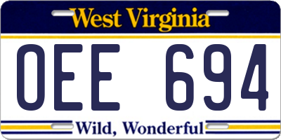 WV license plate OEE694