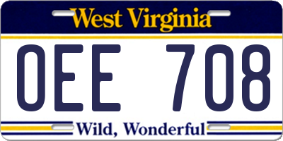 WV license plate OEE708