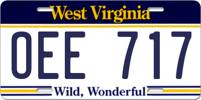 WV license plate OEE717
