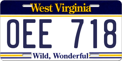 WV license plate OEE718