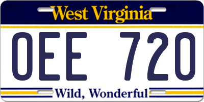 WV license plate OEE720