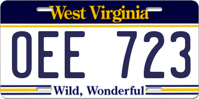 WV license plate OEE723