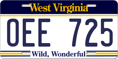 WV license plate OEE725