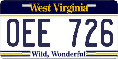 WV license plate OEE726