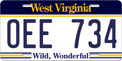WV license plate OEE734