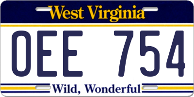 WV license plate OEE754