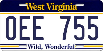 WV license plate OEE755