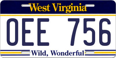 WV license plate OEE756