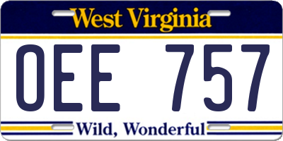 WV license plate OEE757