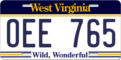 WV license plate OEE765