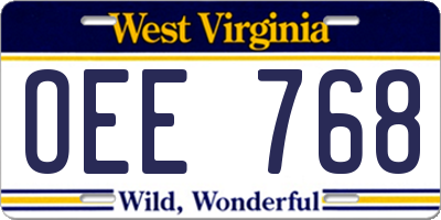 WV license plate OEE768