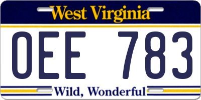 WV license plate OEE783