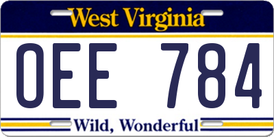 WV license plate OEE784