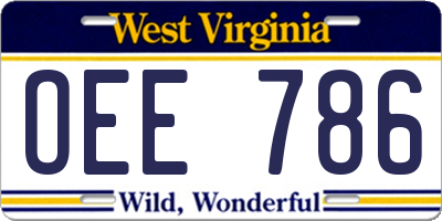WV license plate OEE786