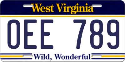 WV license plate OEE789