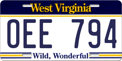 WV license plate OEE794