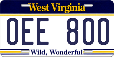 WV license plate OEE800