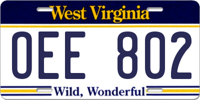 WV license plate OEE802