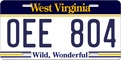WV license plate OEE804