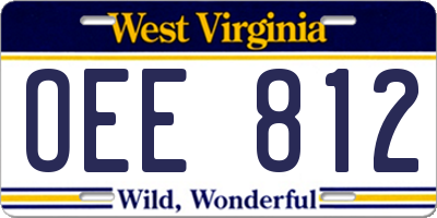 WV license plate OEE812