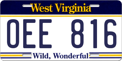 WV license plate OEE816