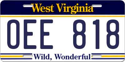 WV license plate OEE818