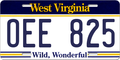 WV license plate OEE825