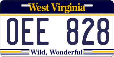 WV license plate OEE828