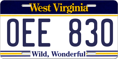 WV license plate OEE830