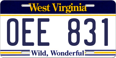 WV license plate OEE831