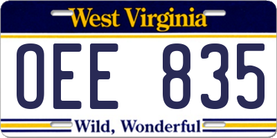 WV license plate OEE835