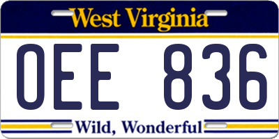 WV license plate OEE836