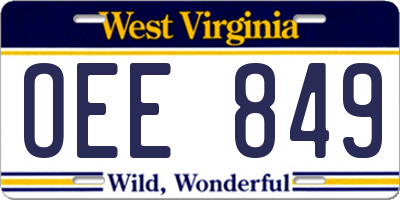 WV license plate OEE849