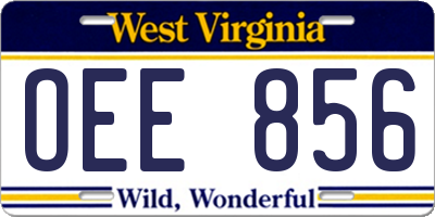 WV license plate OEE856