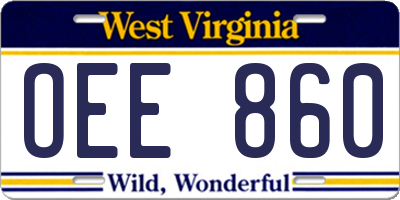 WV license plate OEE860