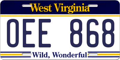 WV license plate OEE868