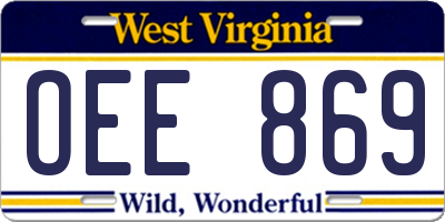 WV license plate OEE869