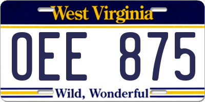 WV license plate OEE875