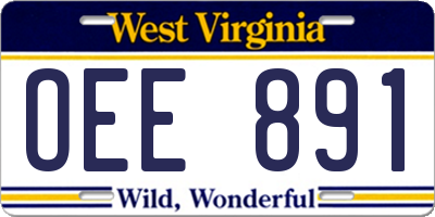WV license plate OEE891