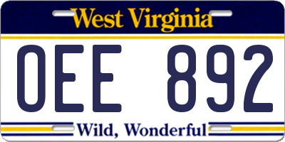 WV license plate OEE892