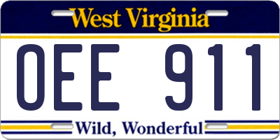 WV license plate OEE911