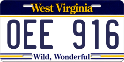 WV license plate OEE916