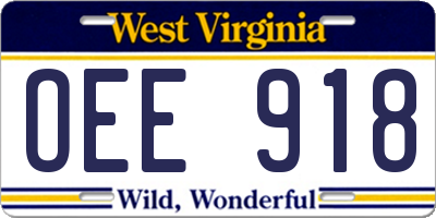 WV license plate OEE918