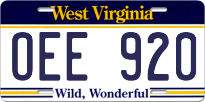 WV license plate OEE920